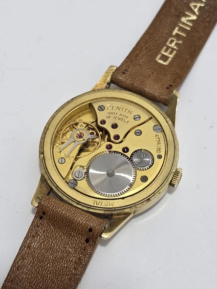 Zenith 33mm Deri Kordon 18K Altın Erkek Kol Saati 2.El - 4