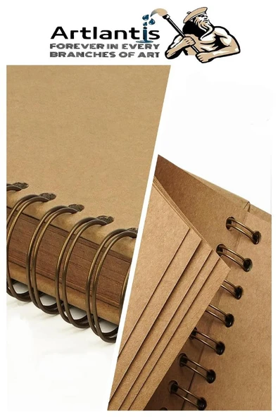 Telli A5 Kraft Eskiz Defteri Spiralli 50 Yaprak Karakalem Çizim Seti Sketch Pad Gölgelendirme Dereceli Kalem Yandan Açma - 2