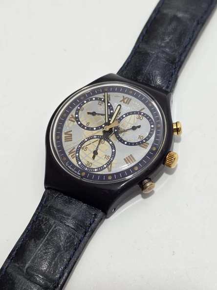 Swatch Timeless Zone 37mm Deri Kordon 1992 Vintage Kol Saati 2.El