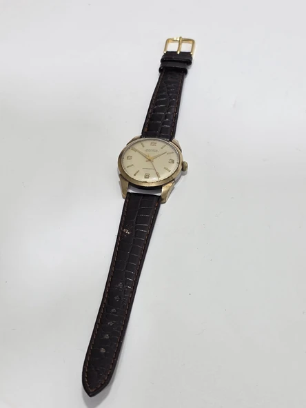 Mahata 33mm Deri Kordon Altın Kaplama Erkek Kol Saati 2. El - 2