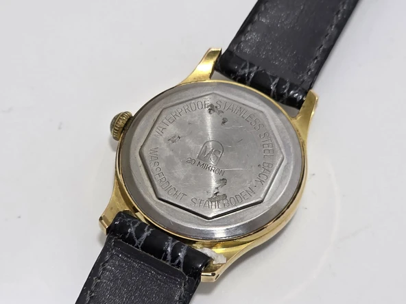 Mauthe 31mm Deri Kordon Altın Kaplama Erkek Kol Saati 2.El - Resim 7