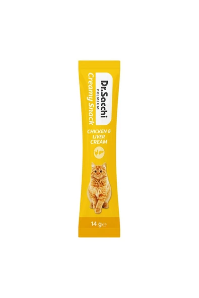 Dr.Sacchi Creamy Snack Chicken&Liver Sıvı Kedi Ödülü 14G