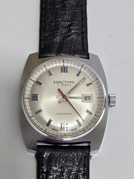 Exactima 37mm Deri Kordon Vintage Erkek Kol Saati 2.El - 4