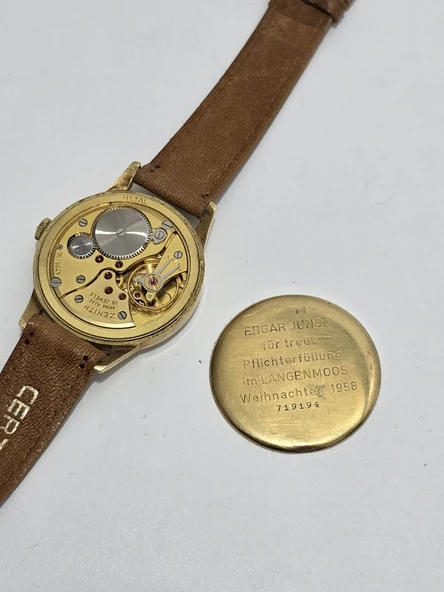 Zenith 33mm Deri Kordon 18K Altın Erkek Kol Saati 2.El - 5