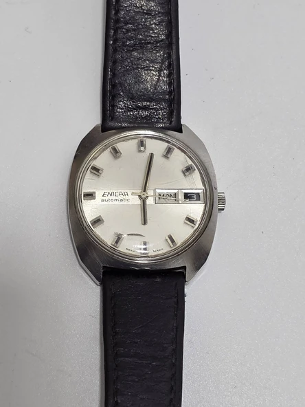 Enicar 37mm Deri Kordon Vintage Erkek Kol Saati 2.El - Resim 7