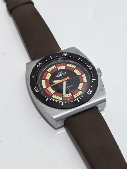 Nelco Shockproof 42,8x39,5mm Deri Kordon Erkek Kol Saati 2.El - Resim 5