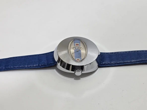 Hudson De Luxe Jump Hour 44mm Deri Kordon Erkek Kol Saati 2.El - Resim 5