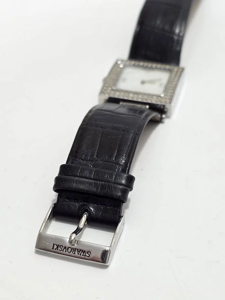 Swarovski 30.5mm Deri Kordon Kadın Kol Saati 2.El - Resim 6