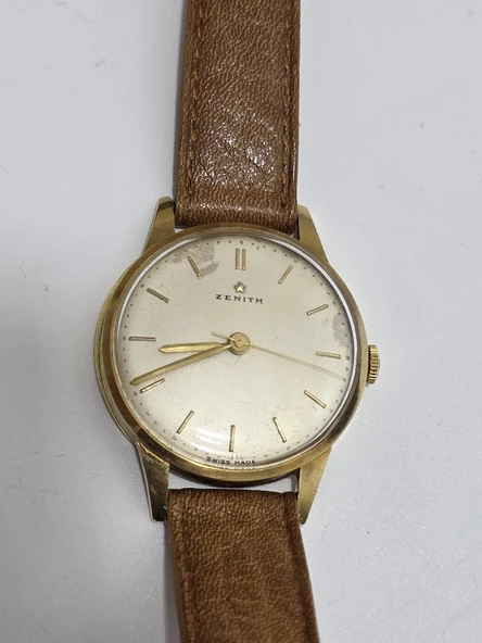 Zenith 33mm Deri Kordon 18K Altın Erkek Kol Saati 2.El - 3