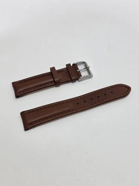 Dikişli Deri Saat Kordonu Taba 20mm - 2
