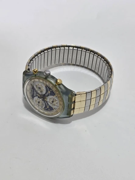 Swatch Chrono La Reine 37mm Çelik Kordon 1992 Vintage Kol Saati 2.El - 2