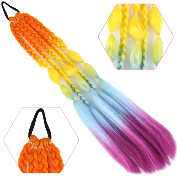 Balon ve Düz Salaş Örgülü Lastikli At Kuyruğu - ACM22 ürün görseli 1