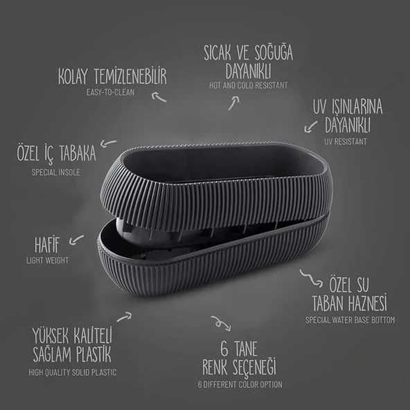 Omnipazar KRS-371 Dekoratif Plastik Mercan Uzun Saksı 0.55 Litre No 1 - Resim 8