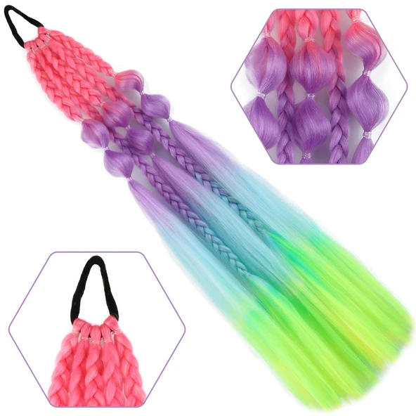 Balon ve Düz Salaş Örgülü Lastikli At Kuyruğu - ACM15 ürün görseli 1