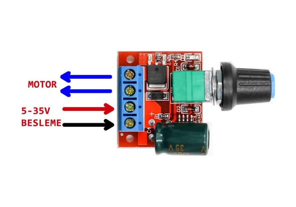 5A 35V Mini Dc Motor Pwm Potlu Hız Kontrol Devresi 90 Watt - 2