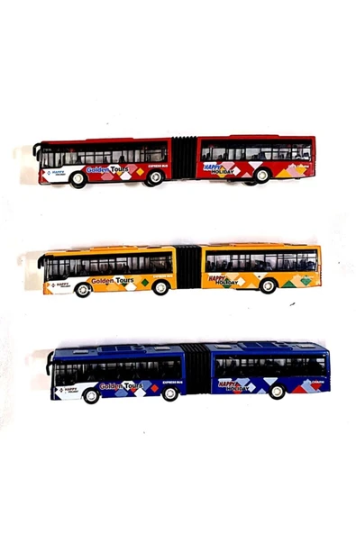 Otobüs Oyuncak Körüklü Çek-Bırak Metal Otobüs Kırılmaz Metrobüs 22 CM - 3