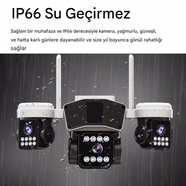O-Kam 3036Pro, 9MP, WiFi, 3 Lens, Akıllı Kamera, Yapay Zeka, İnsan Algılama, Su Geçirmez, Uzaktan İzleme, Gece Görüş - 3