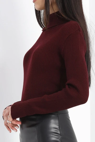 Balıkçı Yaka Fitilli Body Bordo - 19468.1766. - 3