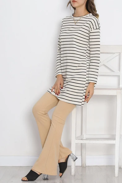Çizgili Tunik Ekru - 11313.1567. Beden 2XL - 7