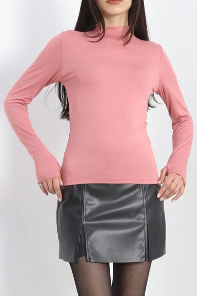 Gıronda Yarım Balıkçı Uzun Kolu Parmak Geçmeli Bluz Pembe - 21756.200. - 6