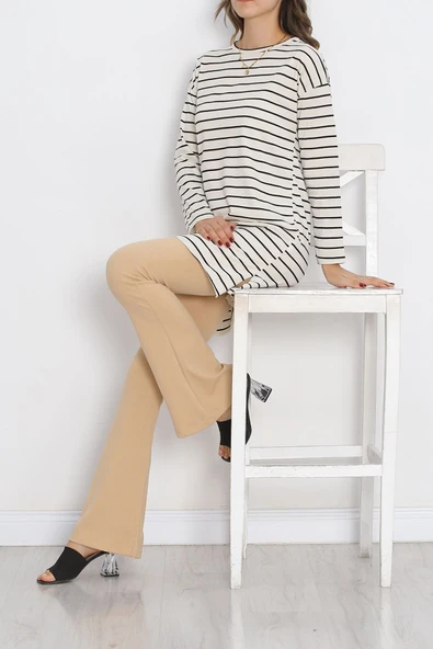 Çizgili Tunik Ekru - 11313.1567. Beden 2XL - 6