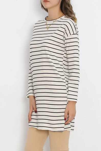 Çizgili Tunik Ekru - 11313.1567. Beden 2XL - 5