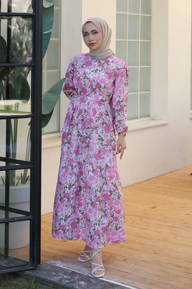 özsev bebe Desenli Elbise Pembe - 10067.1778. - 3