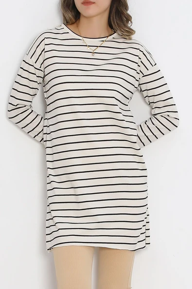 Çizgili Tunik Ekru - 11313.1567. Beden 2XL - 4