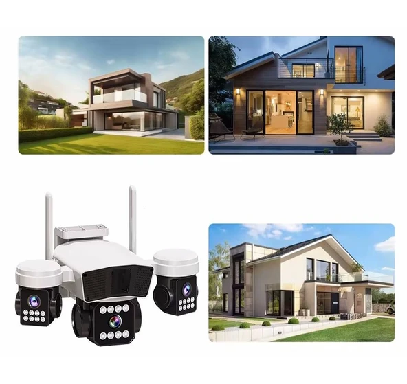 O-Kam 3036Pro, 9MP, WiFi, 3 Lens, Akıllı Kamera, Yapay Zeka, İnsan Algılama, Su Geçirmez, Uzaktan İzleme, Gece Görüş - 2