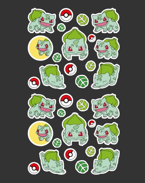 Balbazar (Bulbasaur) Pokemon Sticker Set -2'li- Parlak Kağıt - süsleme çıkartmaları telefon -tablet etiketleri - 3