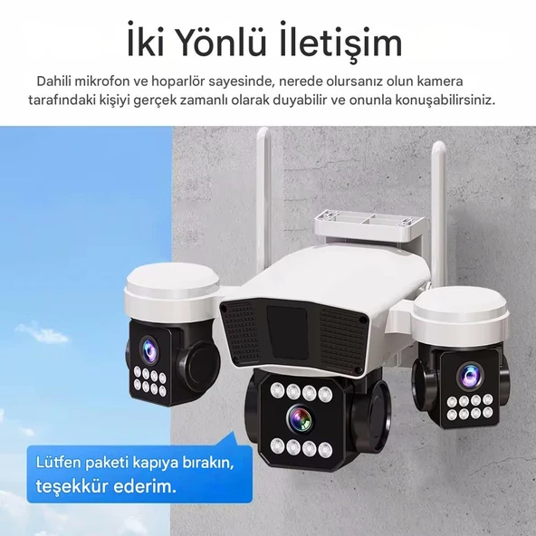 O-Kam 3036Pro, 9MP, WiFi, 3 Lens, Akıllı Kamera, Yapay Zeka, İnsan Algılama, Su Geçirmez, Uzaktan İzleme, Gece Görüş - 5