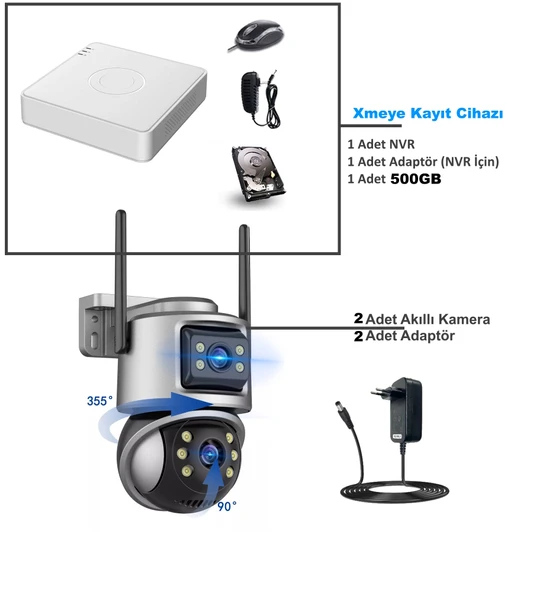 Ventus XMeye Akıllı Güvenlik Kamera Seti 2 (Dual Lens) Wifi Akıllı Kamera 500GB HDD Gece Görüş Waterproof - 4