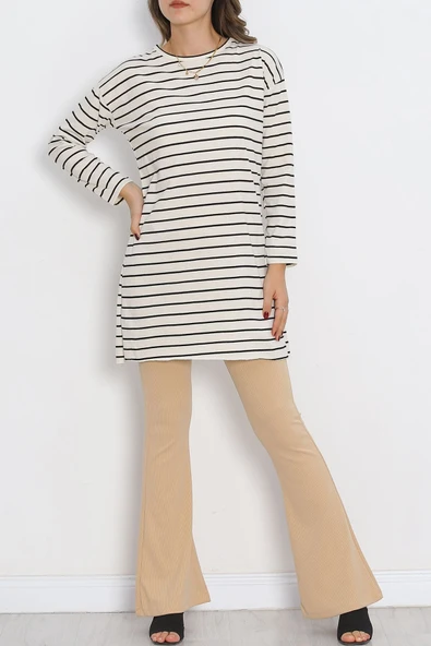 Çizgili Tunik Ekru - 11313.1567. Beden 2XL - 3