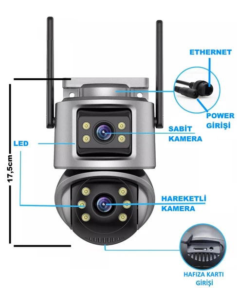 Ventus XMeye Akıllı Güvenlik Kamera Seti 2 (Dual Lens) Wifi Akıllı Kamera 500GB HDD Gece Görüş Waterproof - 3