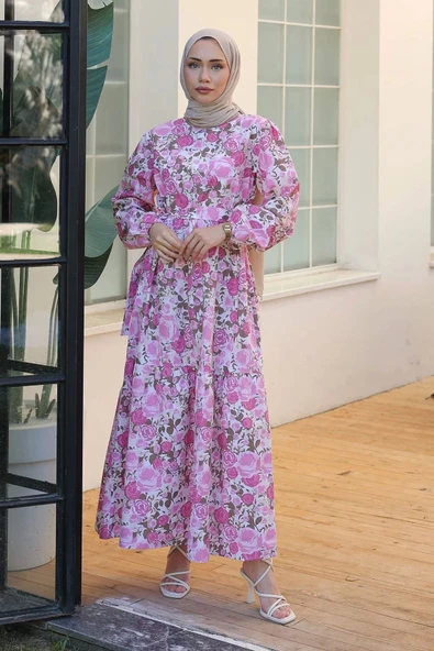 özsev bebe Desenli Elbise Pembe - 10067.1778.