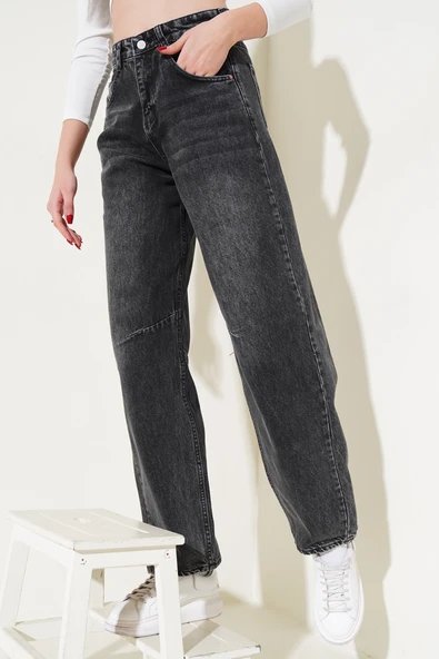 Pensli Bol Paça Kot Pantolon Füme ürün görseli 1