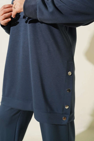 Loyşa Yanları Çıtçıtlı İkili Takım Füme - Resim 4