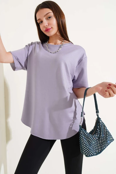 Oval Kesim T-shirt Kayrak Grisi - Resim 2