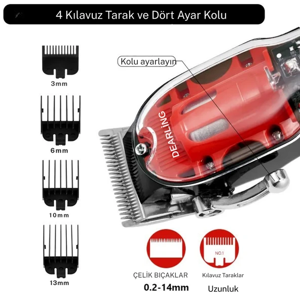 Dearling Şarjlı Saç Kesme Makinesi 3 saat çalışma süresi - 8