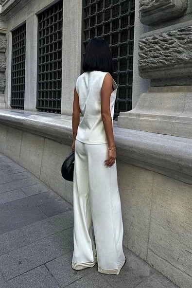 Paulo Gold Düğmeli Yelek Pantolon Takım 9976 - 4