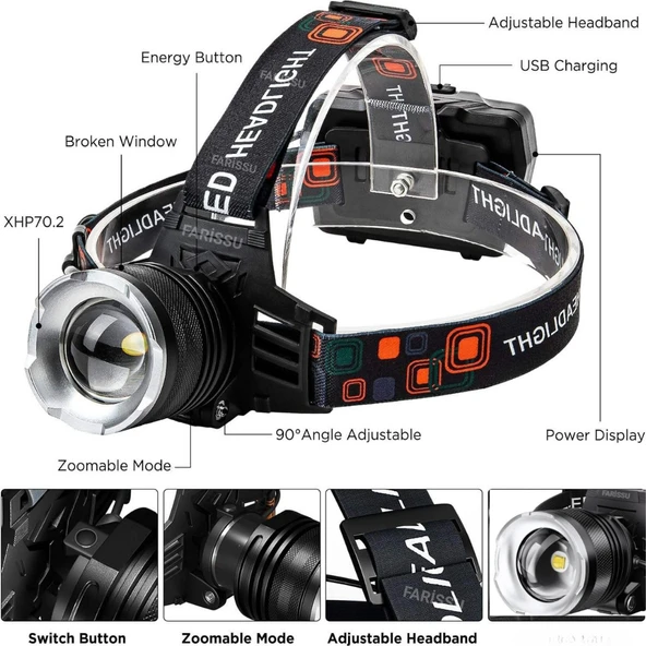 Şarjlı Süper Parlak LED Kafa Feneri – GOLD ORION OR-116 10 saat çalışma süresi - 2