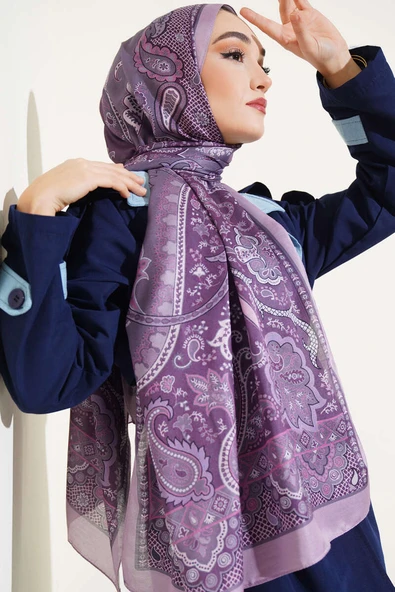 Batik Vintage Desen Soft Şal Lila