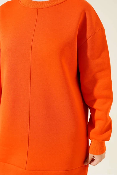 Önü Çımalı Üç İplik Tunik Oranj - Resim 4