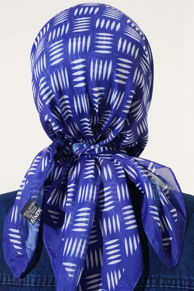 Kibrit Desen Yazma Eşarp Saks - Resim 3