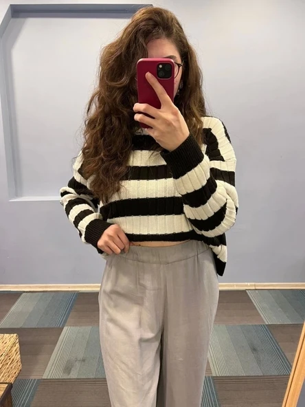 Keten Bel Lasti̇kli̇ Yirtmaç Detayli Pantolon - 4