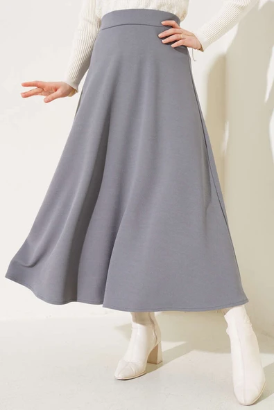 Düz Kloş Etek Gri ürün görseli 1
