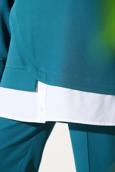 Gömlek Garnili Tunik İkili Takım Zümrüt - 4