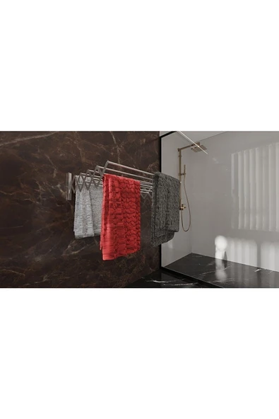 Akordiyon Tipi Katlanır Alüminyum Çamaşır Kurutma Askısı 100 Cm 9 Askılı Balkon Banyo Kurutma Askısı - 3
