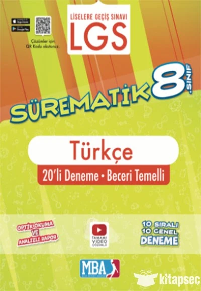8. Sınıf LGS Sürematik Türkçe 20`li Deneme Mavi Boncuk Akademi