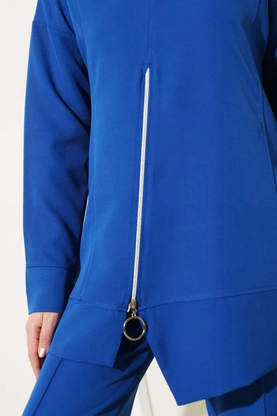 Önü Fermuarlı Tunik İkili Takım Lacivert - 4